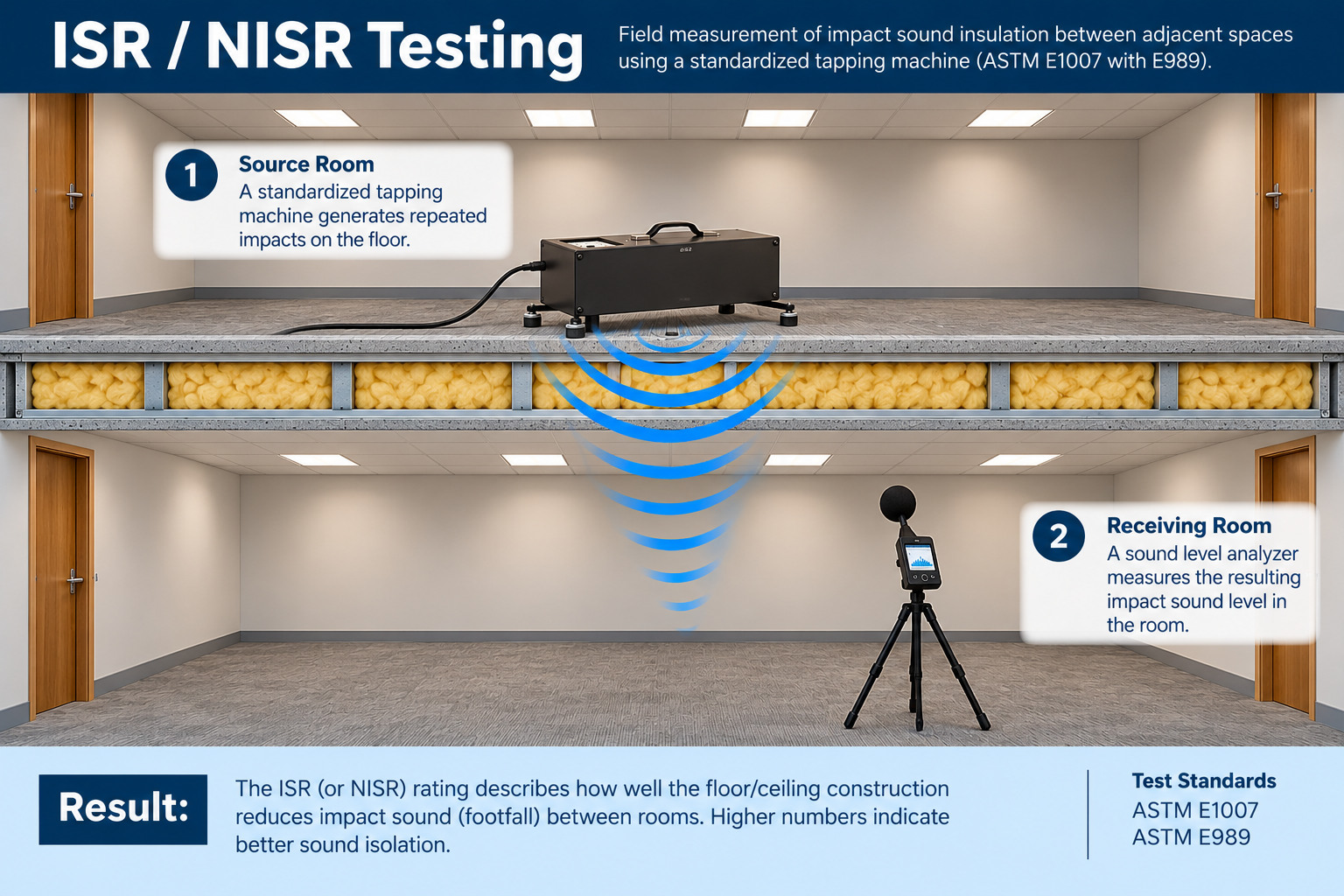 ISR and NISR field impact sound testing illustration